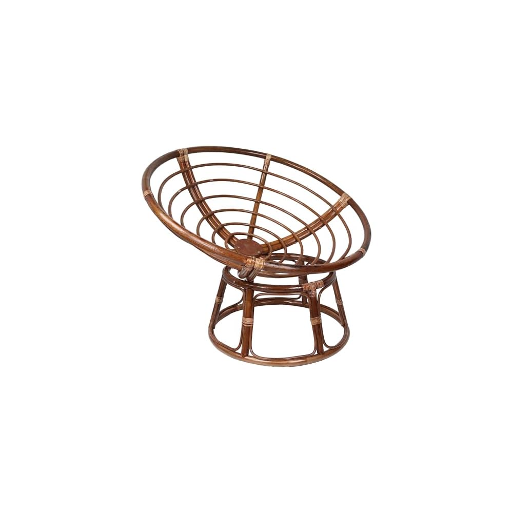 International Caravan Furniture Piece 42-Inch Rattan Papasan Chair with Solid Twill Cushion