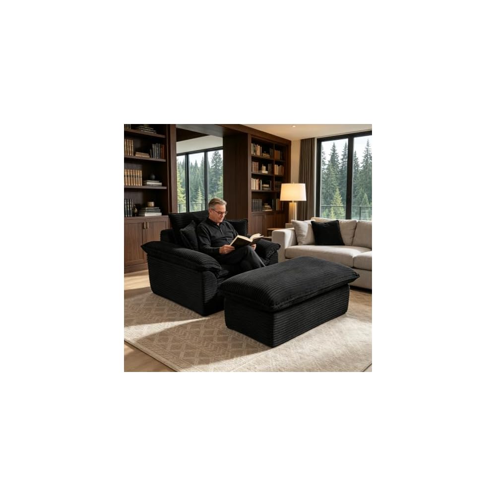 Oversized Boneless Couch Recliner Chair with Ottoman & Sofa Bed