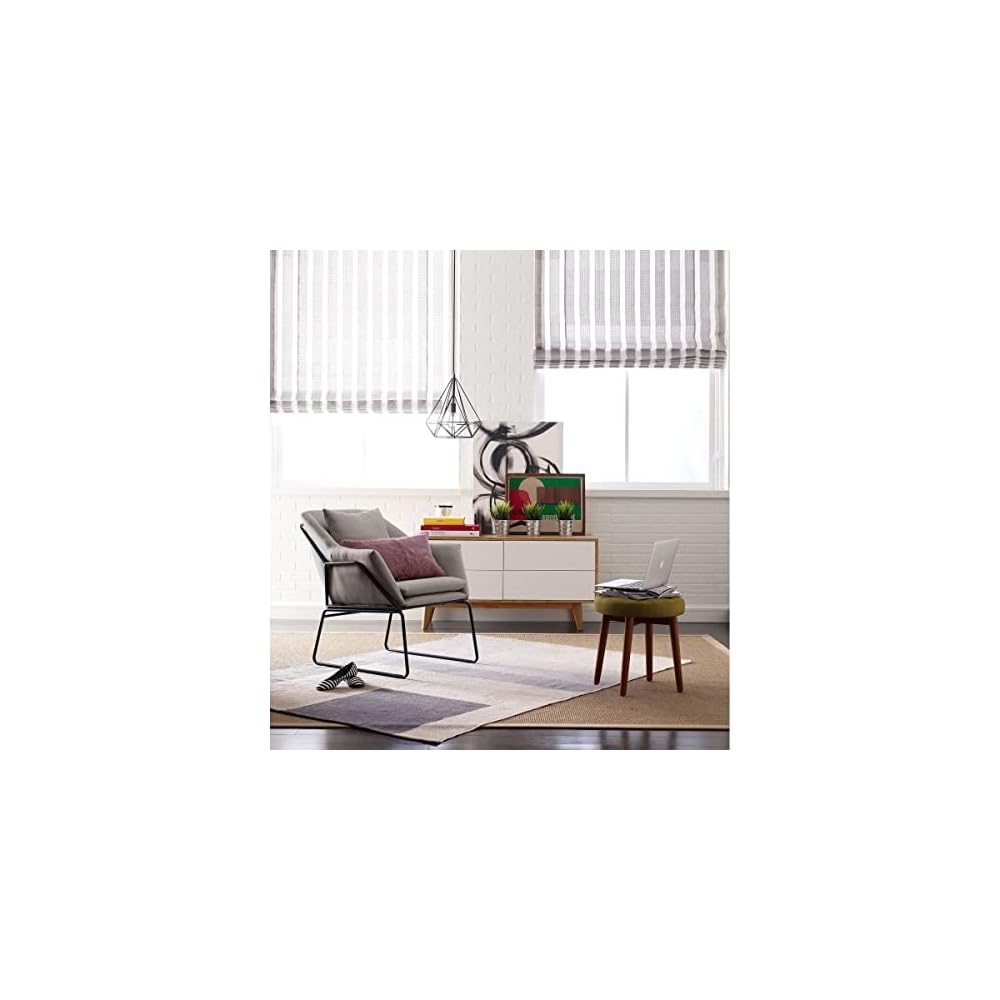 Elle Decor Odile Accent Chair, Plush Back Cushion, Black Metal Frame, Modern Living Room Upholstery Furniture