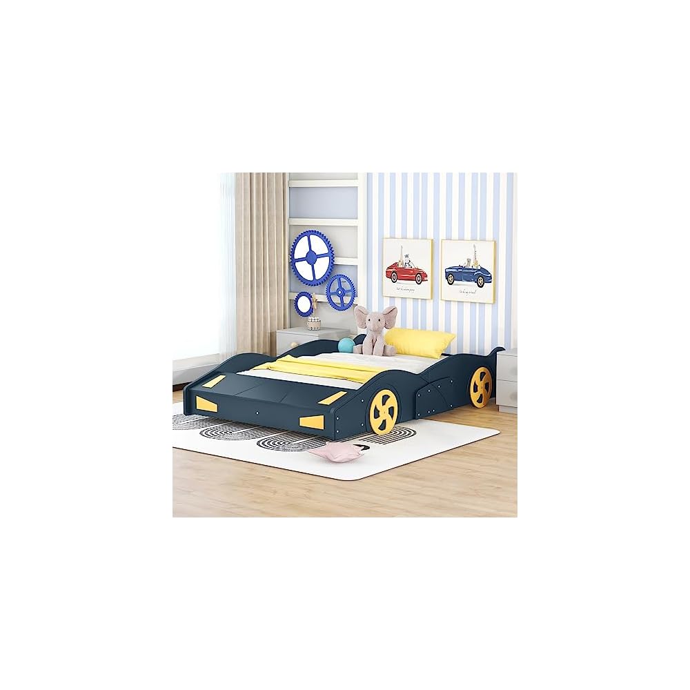 Full Size Race Car-Shaped Platform Bed
