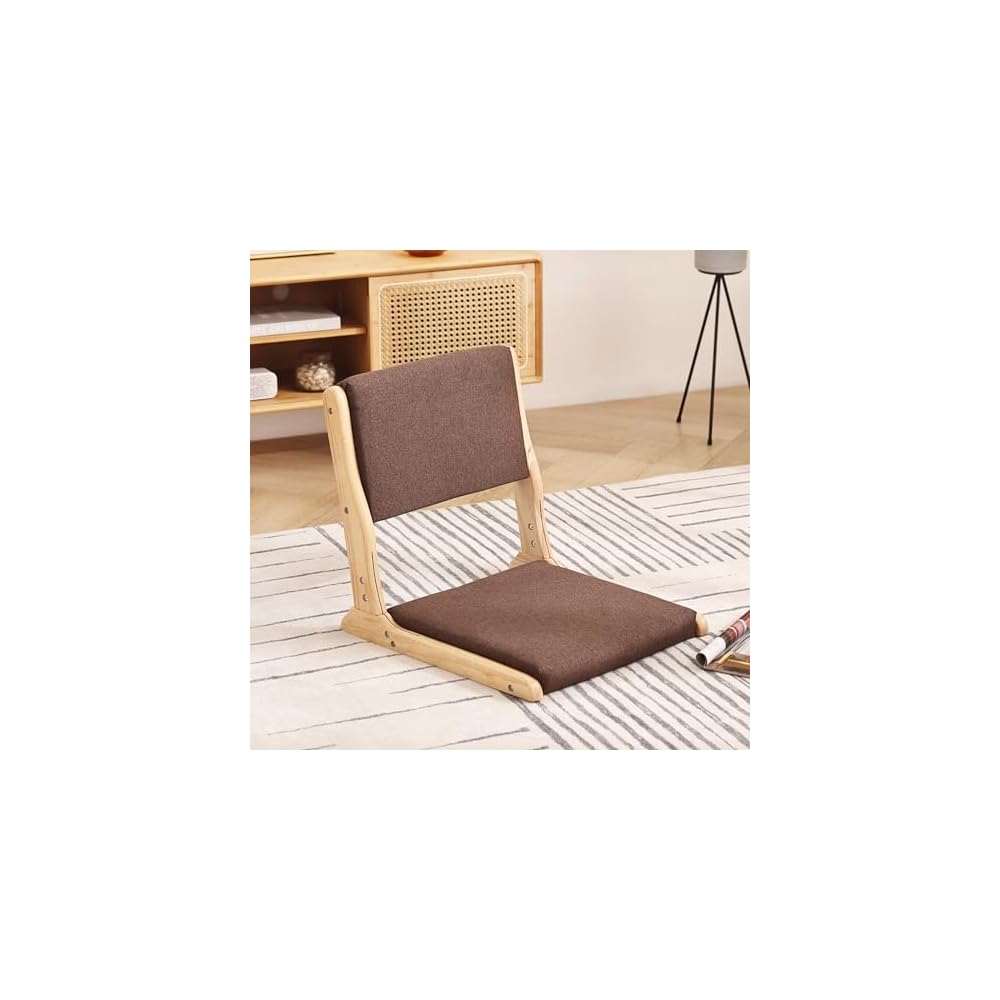Tiita 2-Pack Foldable Meditation Floor Chairs, Back Support, Walnut Grey