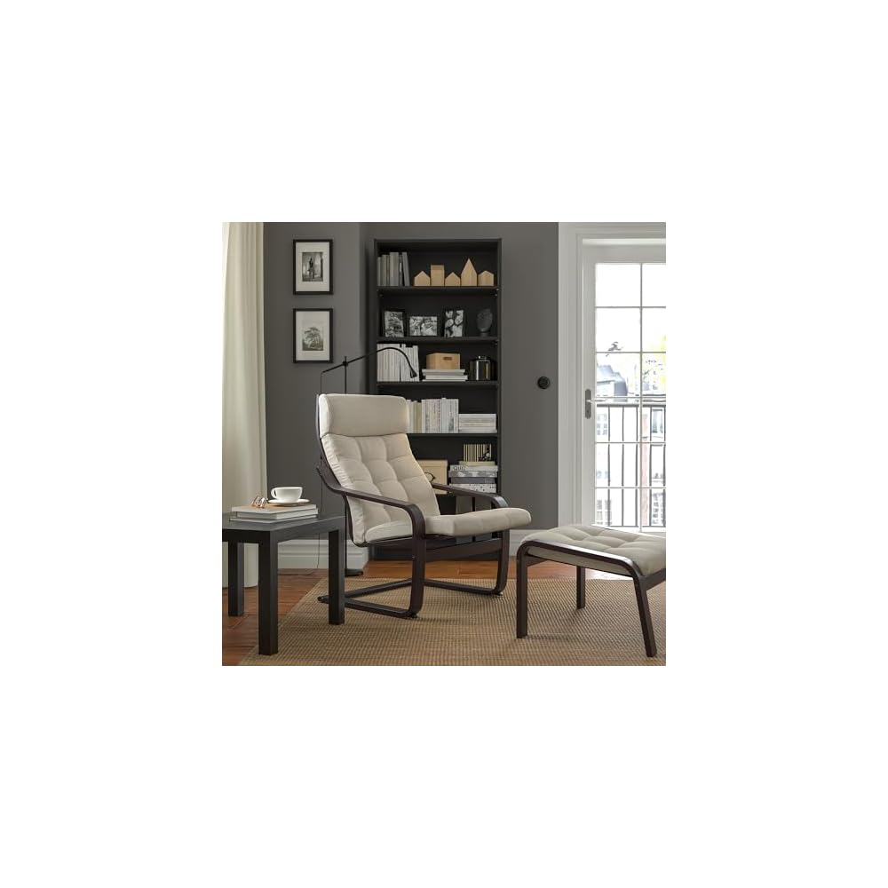 ProTuning POÄNG Armchair and footstool, black-brown/Gunnared beige