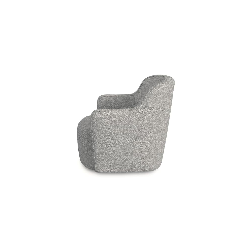 Spatial Order 360° Barrel Back Swivel Chair - White Boucle with Gray Yarn