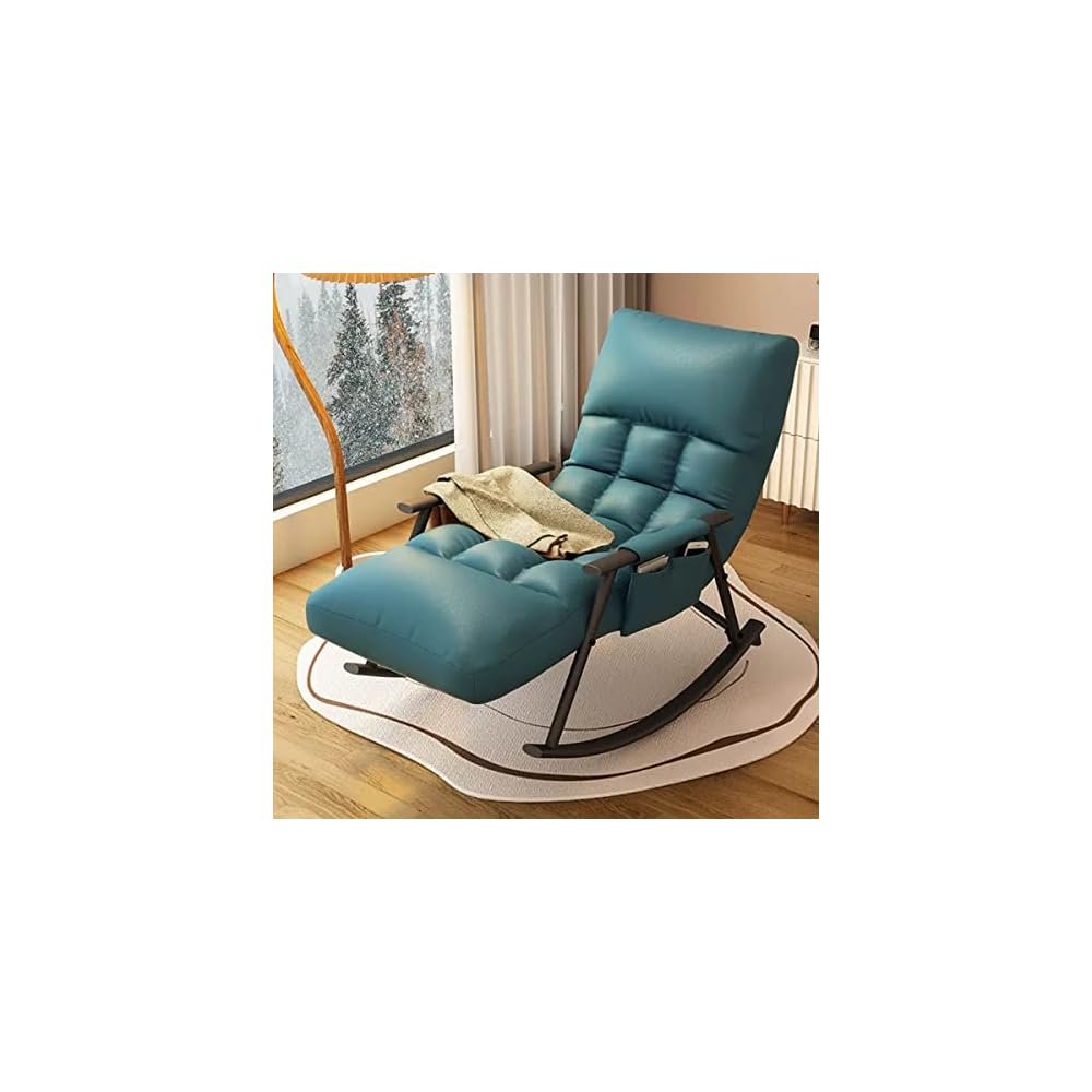 Living Room Reclining Rocking Chair,Modern Armchair,Indoor Relaxing Chair with Side Pocket, Steel Frame Anti-tilt Design,Soft Sleeper Chair (Color : Gray)