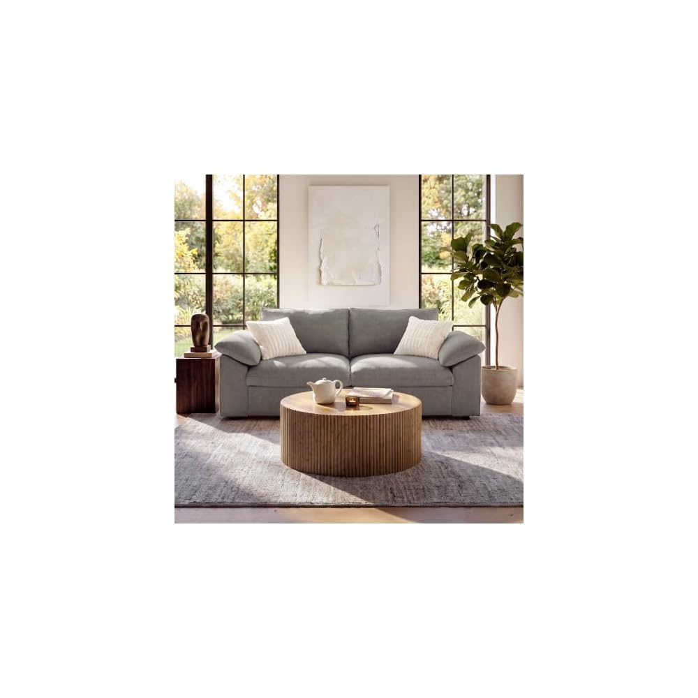 ModernMate 82.6" Down Filled Loveseat Couch, Chenille 2 Seater Couch with Throw Pillows, Modern Loveseat Sofa for Living Room Apartments, Removable Sofa Cover, Oeko-TEX Certified, Gray