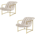 GIA Mid Century Modern Sling Accent Chair for Living Room, Bedroom, and Office,Set of 2,Upholstered in Beige Velvet Fabric with Gold Metal Base