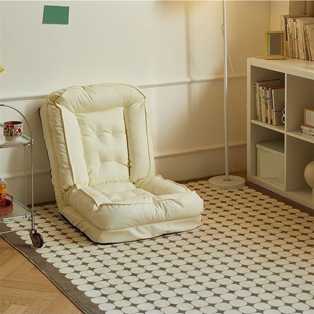 Folding Sofa Bed, Simple Lazy Chair with Multifunctional Cushion, Perfect for Bedroom, Balcony, Living Room, Leisure Room (White,23.6in)