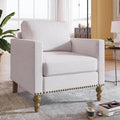 Linen Armchair Accent Chair with Bronze Nailhead Trim Legs Single Sofa