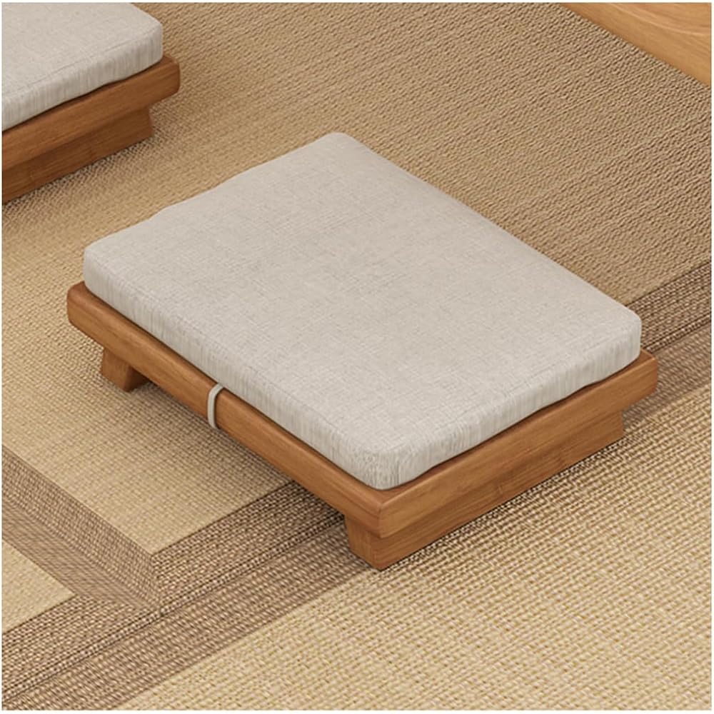 Multifunctional Japanese Floor Chair,Vintage Tea Chair Low Chair for Sitting On The Floor Accent Furniture Home Bedroom Chair (Color : Beige, Size : 45x35x10cm)