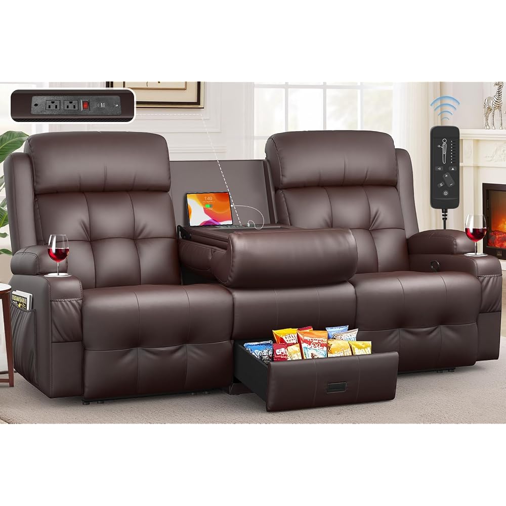Loveseat Recliner, Oversized Reclining Loveseat, Massage Reclining Sofa With USB & Type C Port & Storage & Cup Holders, Recliner Couch, RV Wall Hugger Recliners Loveseats for Living Room & RV Camper