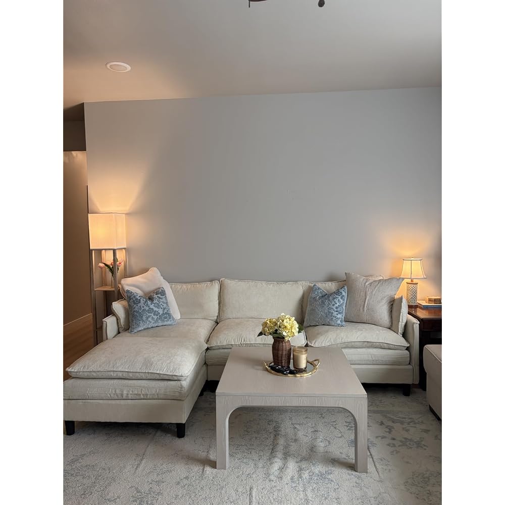 Korser 105" L-Shaped Modular Sectional Sofa, 3-Seater Cloud Couch with 1 Movable Ottoman, Modern Chenille Sofa Set with Removable Washable Pillows for Living Room, Bedroom, Apartment