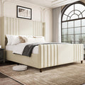Belffin 59" Tall Queen Size Platform Bed Frame with 2 Touch Lights, Beige