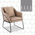 Elle Decor Odile Accent Chair, Plush Back Cushion, Black Metal Frame, Modern Living Room Upholstery Furniture