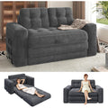 EROMMY 56" Boneless Couch Bed, Convertible Sofa Bed with Corduroy Fabric, Small Loveseat Sleeper Sofa for Small Spaces, Pull Out Futon Couch with 2 Pillows, No Assembly, Grey