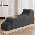 Convertible Yoga Chair for Adults, Ergonomic Lounge Chair Indoor with Side Pocket, Headrest, Waist Pad, Ottoman No Assembly Required(Grey)