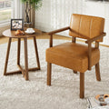 GarveeHome Lounge Chair Made of PU Leather, Upholstered Chair with Backrests and Armrests, Chair with Wooden Legs, for Living Room, 55 x 61 x 85 cm