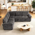 85'' Modular Sectional Sofa with Pull Out Bed, L‑Shaped Sleeper Sofa, Gray