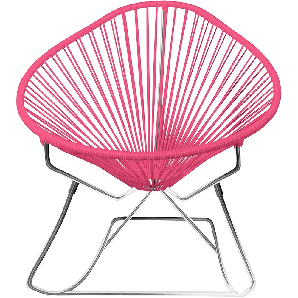 Innit Designs Acapulco Rocking Chair, Chrome Frame with Pink Weave