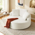 Oversized Round Chaise Lounge Chair,Corduroy Cloud Large Circle Sofa Chair, No Assembly Required, Modern Sleeper Cloud Sofa Couch Bed for Living Room Bedroom Apartment (White)