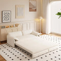 66'' Queen Size Sleeper Sofa Bed, Comfy Velvet Pull Out Couches, Beige