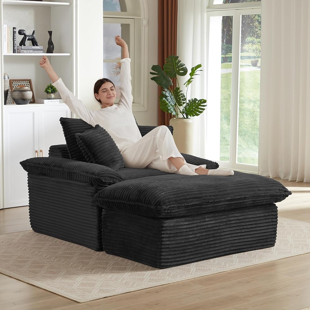Oversized Boneless Couch Recliner Chair with Ottoman & Sofa Bed
