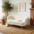 Aoiy & Wifon 59" W Comfy Small Loveseat for Small Spaces, Upholstered 2-Seat Settee Loveseat with Metal Legs, Boucle, Ivory