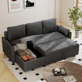 Grey L Shaped Sleeper Sofa Bed with Storage, 81" Convertible Sofa