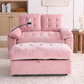 KEIKI 56" Oversized Chaise Lounge Chair Indoor with Storage Ottoman, USB Port &Phone Stand, Cloud Upholstered Chaise Lounge Recliner, Deep Seat Reading Couch Sofa Bed for Living Room Bedroom,Pink