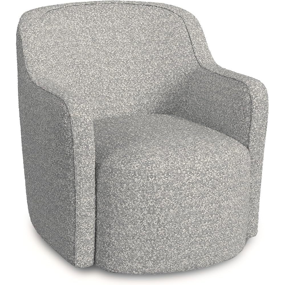 Spatial Order 360° Barrel Back Swivel Chair - White Boucle with Gray Yarn
